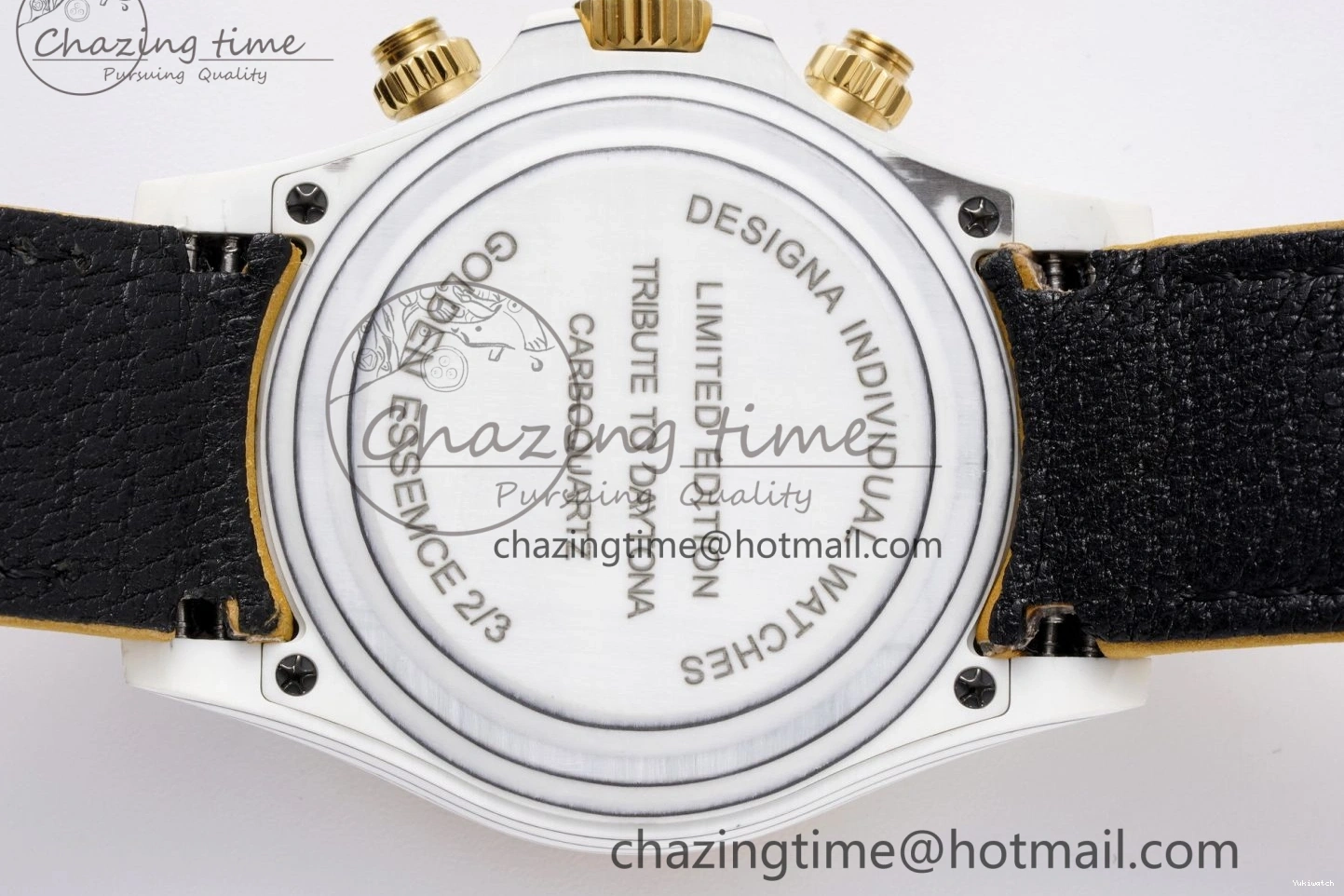 Daytona Bezel Leather Strap A7750 on White DIWF YG Dial DIW Brown YG Edition Case Carbon 0430